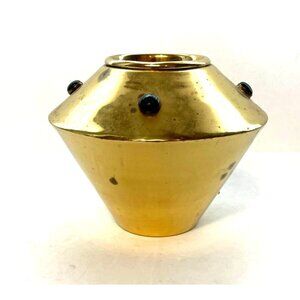 Vintage Bombay Company Brass Planter MCM Boho Flared Shape Glass Accents